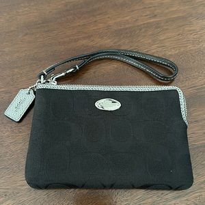 Coach wristlet black signature logo